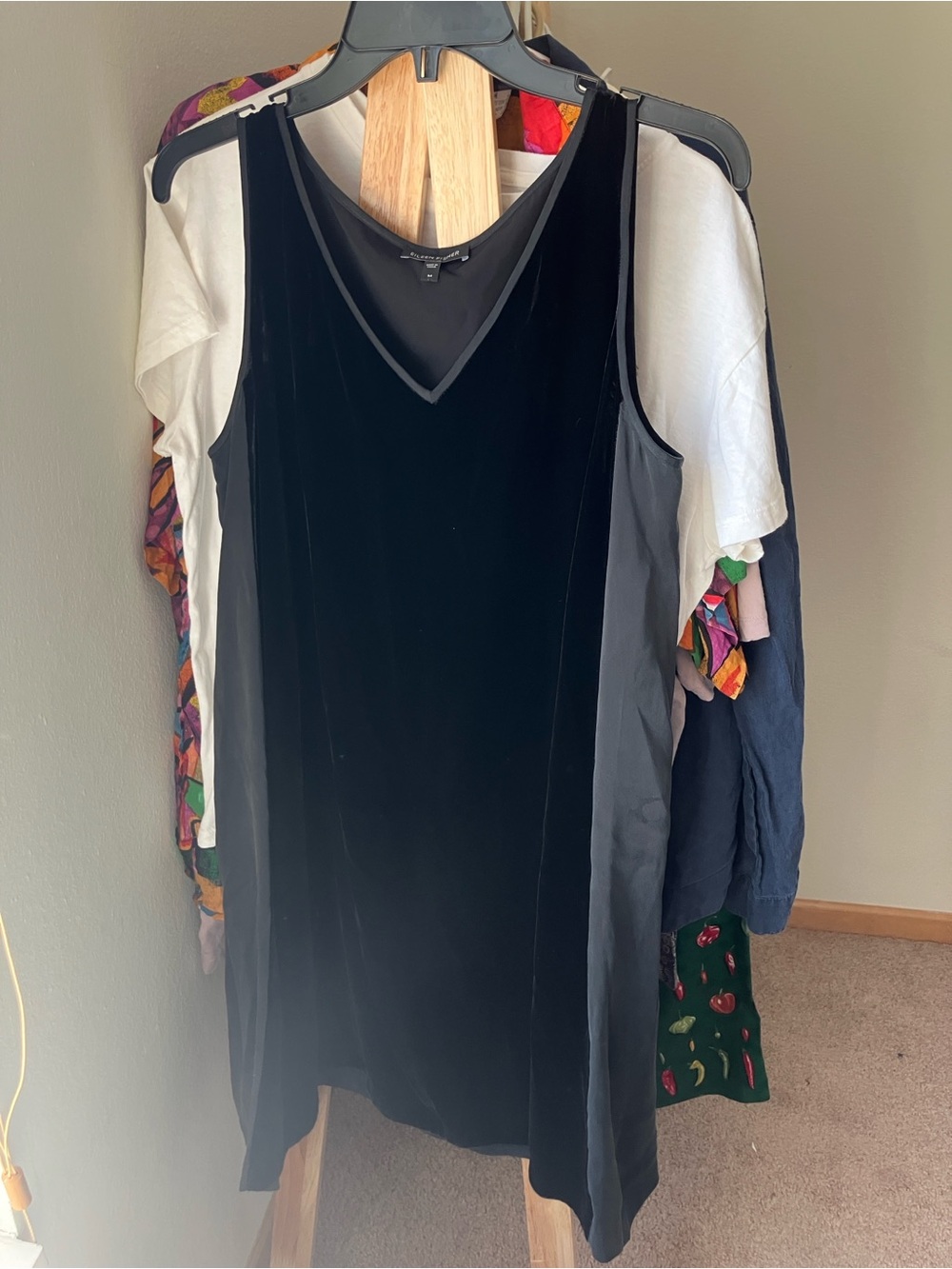 Eileen Fisher Black Velvet Sleeveless Dress